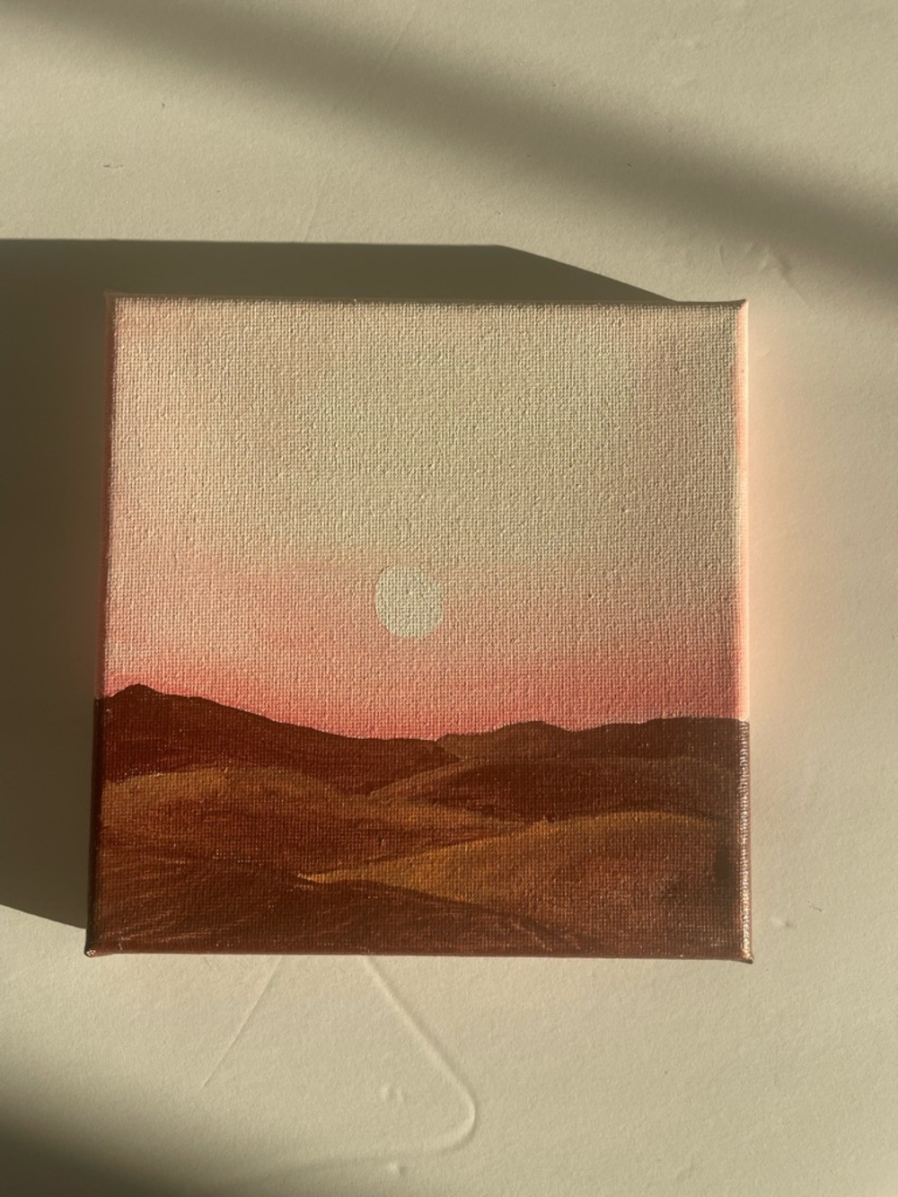 Sunset Desert Canvas Wall Art - Pink and Brown